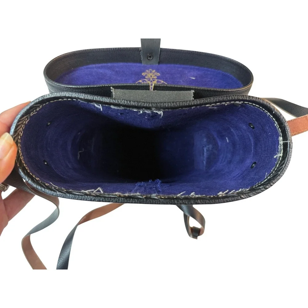 Tasco Binocular Case Vintage Japan Black Blue‎ Velvet Lining Hard Shell Strap